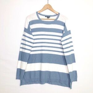 Vince, gray and white striped linen tunic top